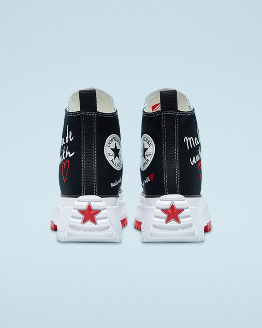 Women's Converse Run Star Hike Made With Love High Top Platform Shoes Black / White / Red | AU 143E5W